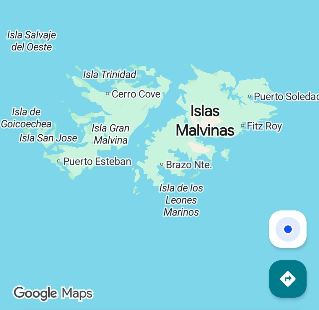 Google Maps muestra distintos nombres para las Islas Malvinas según el país desde donde se consulte